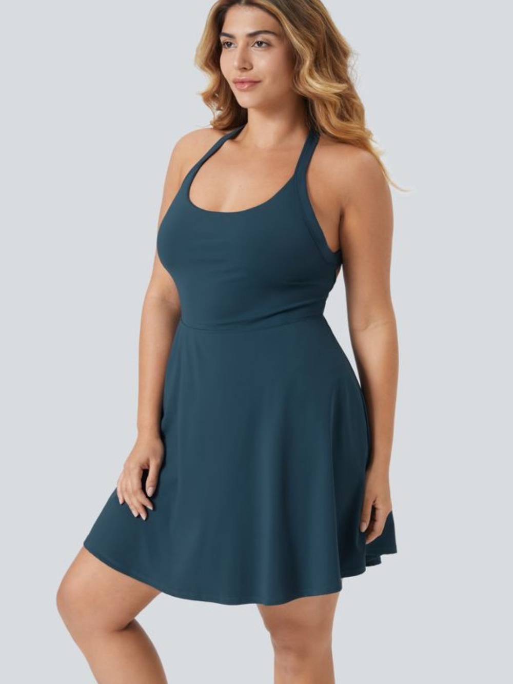 NWT Halara Flare Dance Plus Size Active Dress Easy Peezy Majolica Blue 2X
